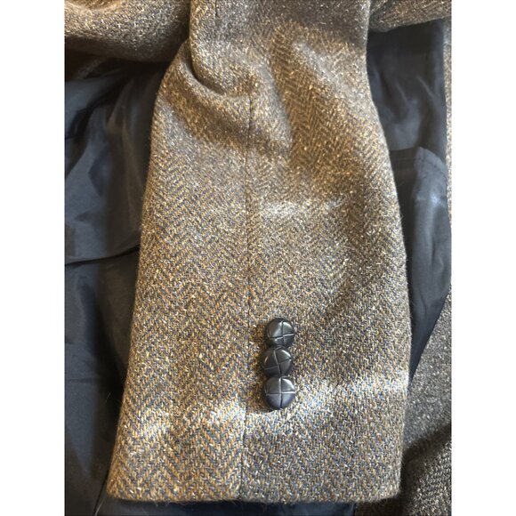 Barrage Mens Brown Blue Woven Blazer Jacket Size 44L Vintage Inside Pocket Lined - Picture 6 of 10